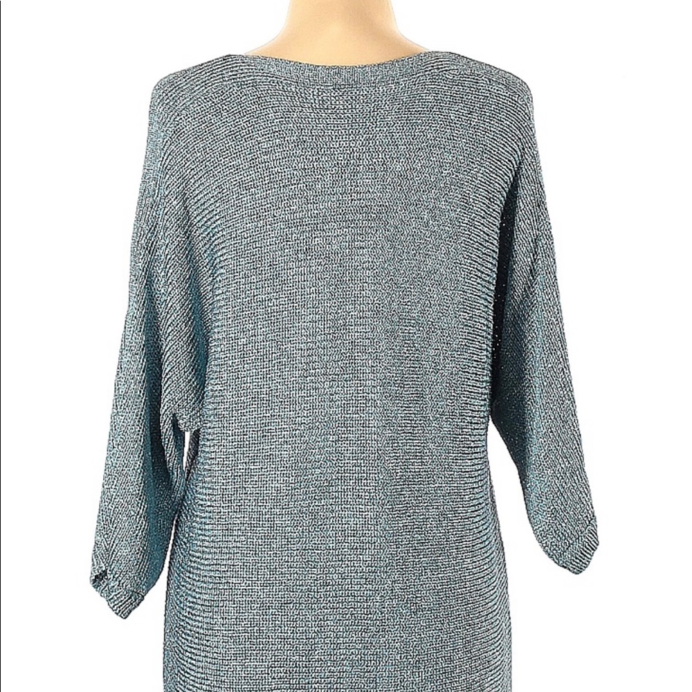 Chicos size “3” (XL) sweater EUC. Blue and Silver